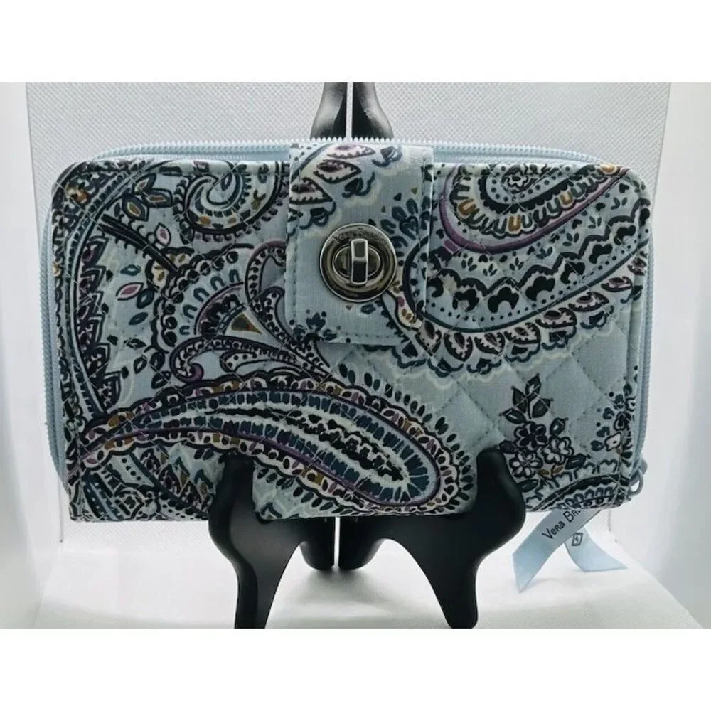 Vera Bradley RFID Turnlock Wallet SOFT SKY PAISLEY MSRP $70 ~ NWOT